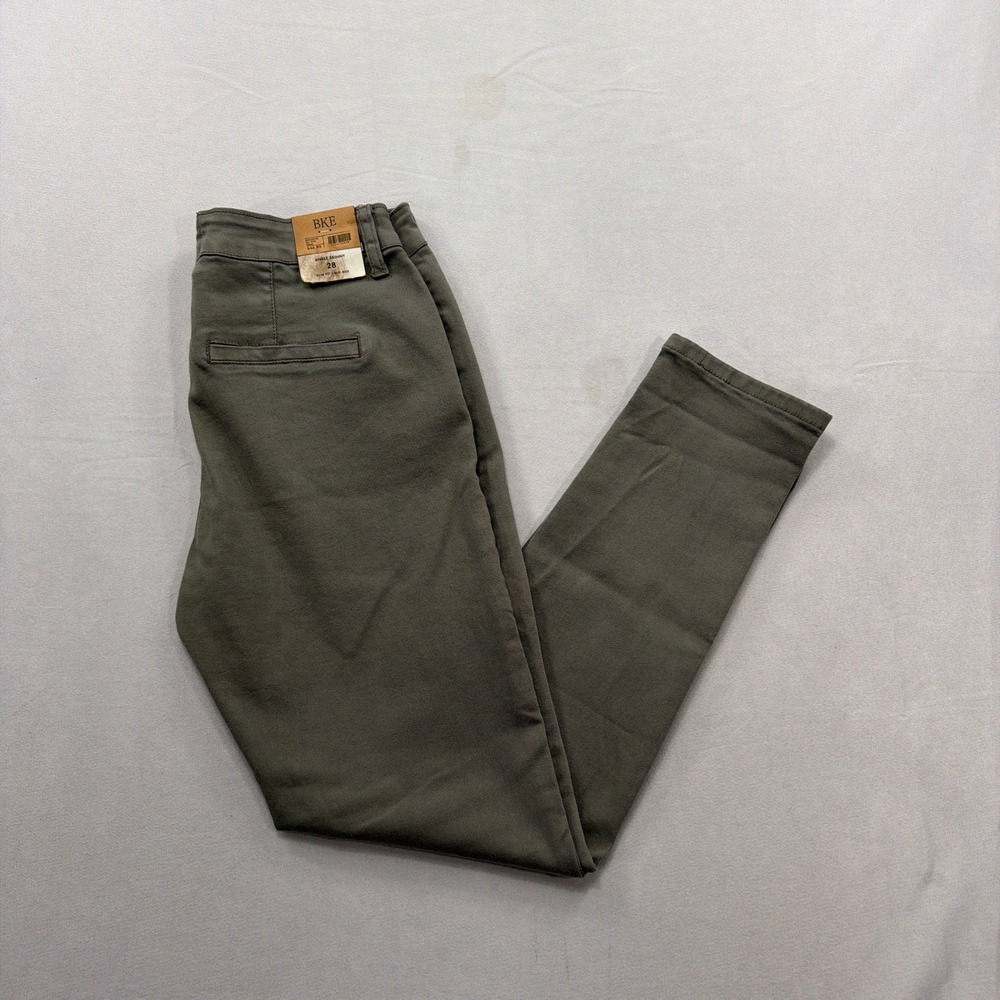 BKE Skinny Pants Olive Green Stretch Twill Mid Rise Women 28 NWT